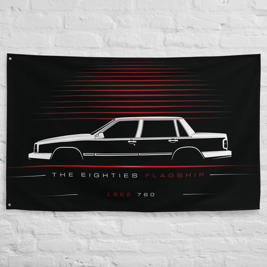 Volvo 760 1982 car silhouette flag - White Brick Wall