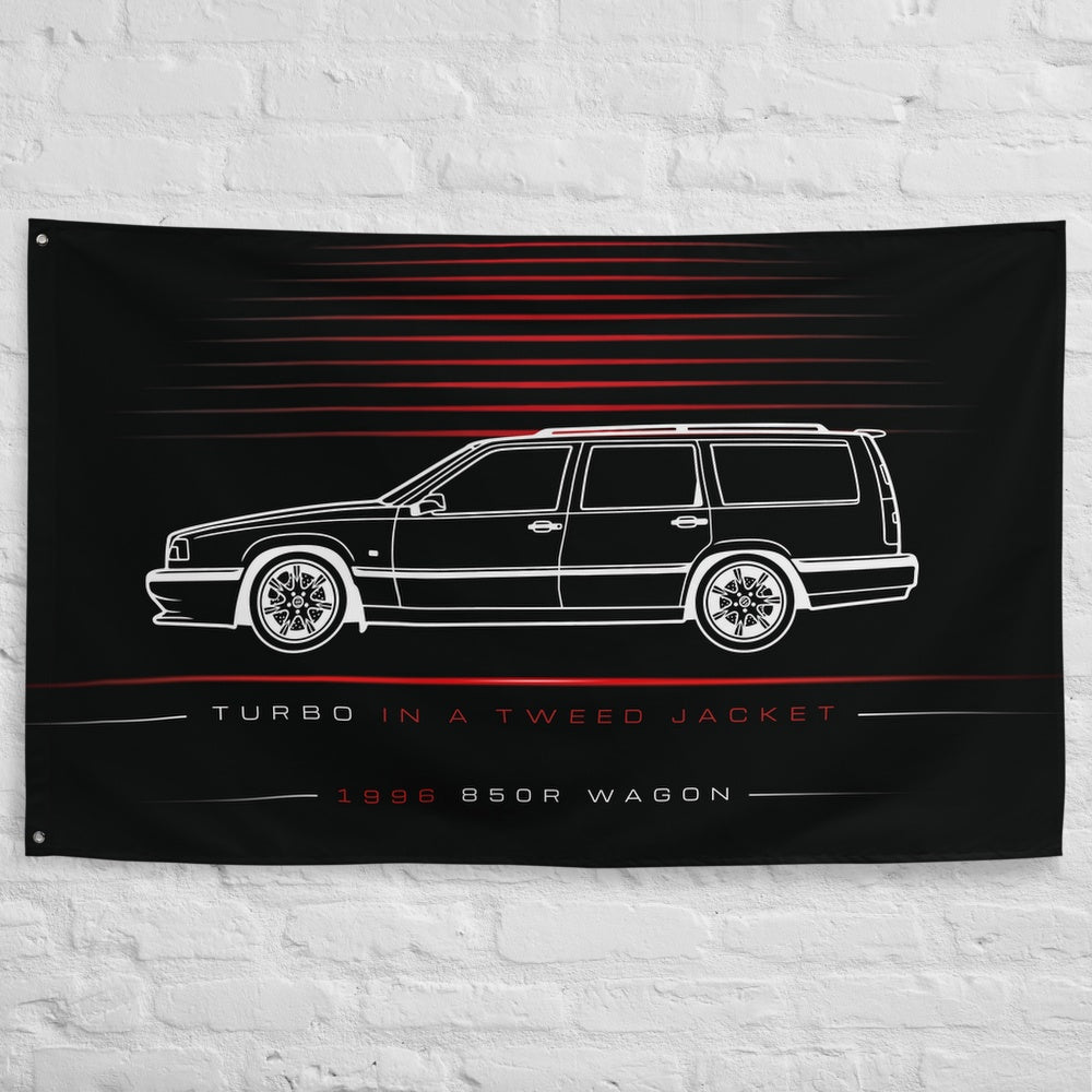 Volvo 850R Wagon 1996 car silhouette flag - White Brick Wall