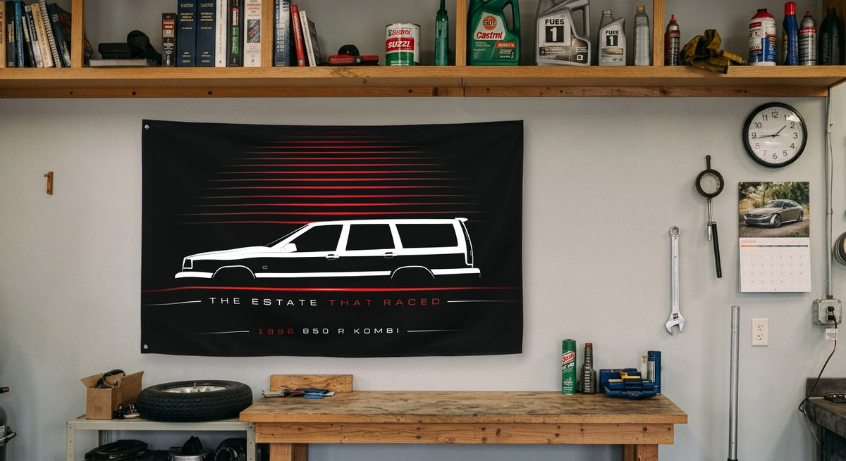Volvo 850 R Kombi 1996 car silhouette flag - Garage Workbench