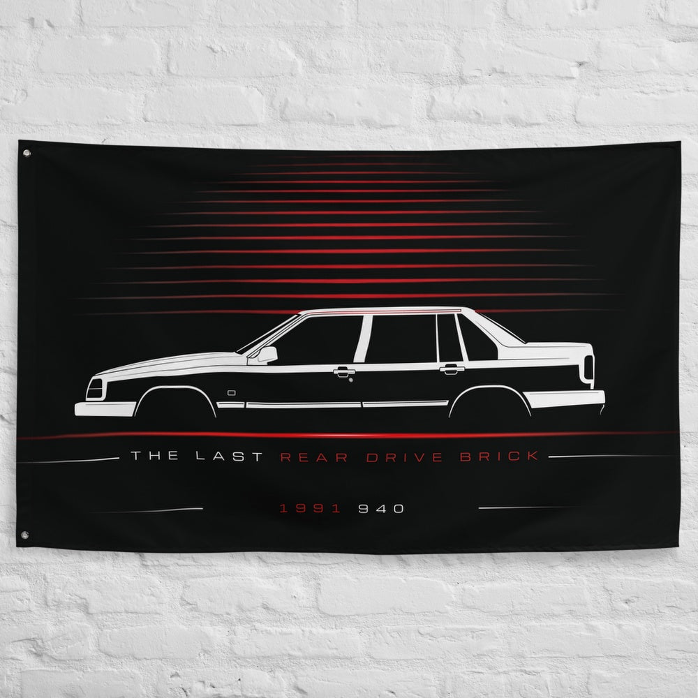 Volvo 940 1991 car silhouette flag - White Brick Wall