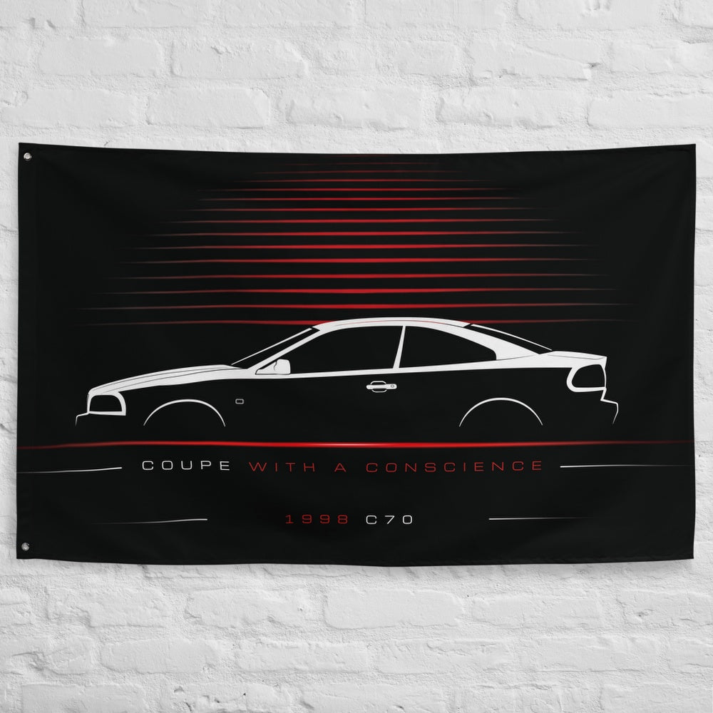 Volvo C70 1998 car silhouette flag - White Brick Wall
