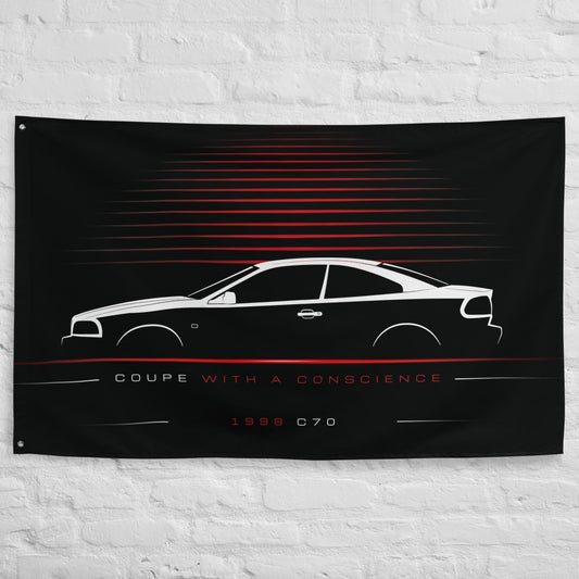 Volvo C70 1998 car silhouette flag - White Brick Wall