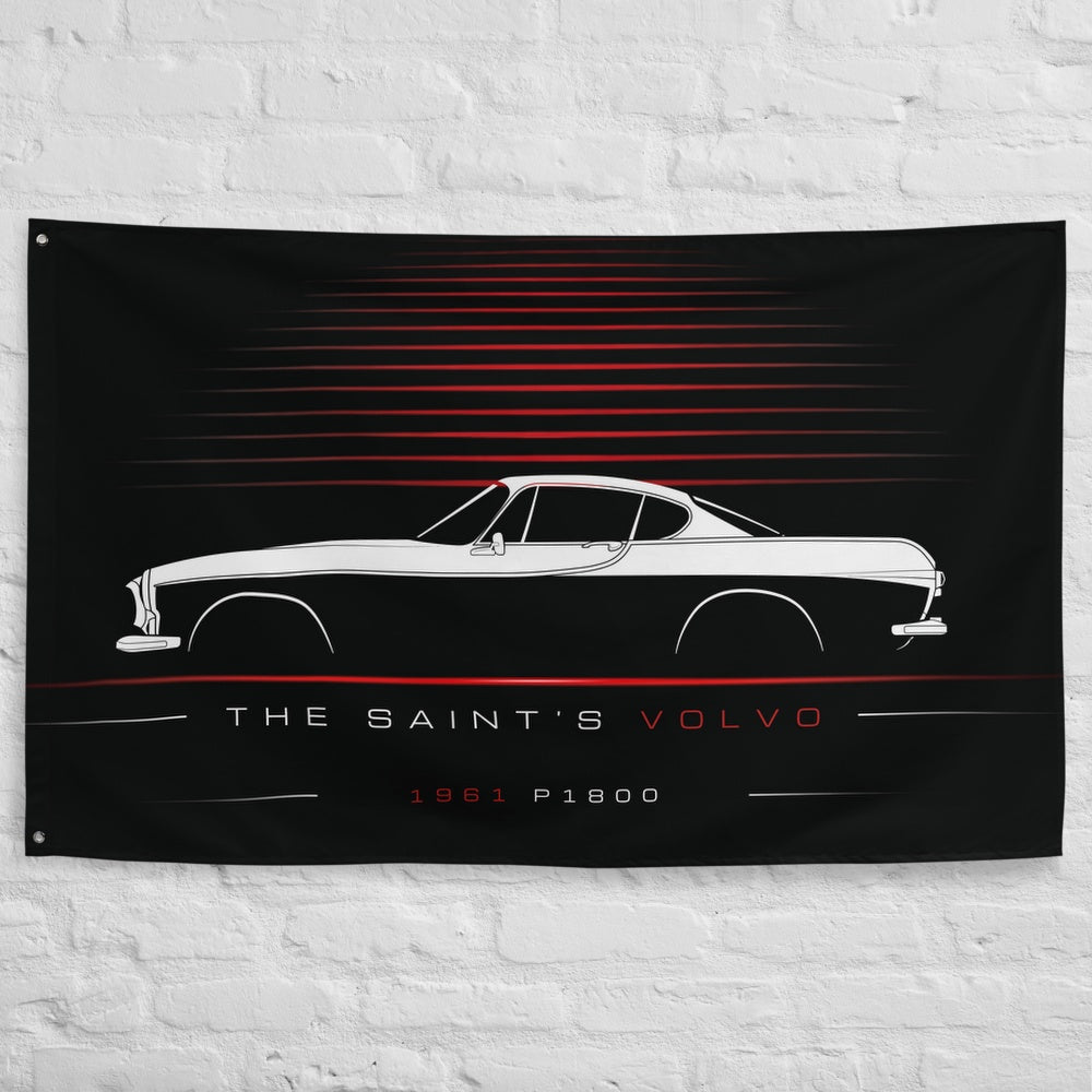 Volvo P1800 1961 car silhouette flag - White Brick Wall