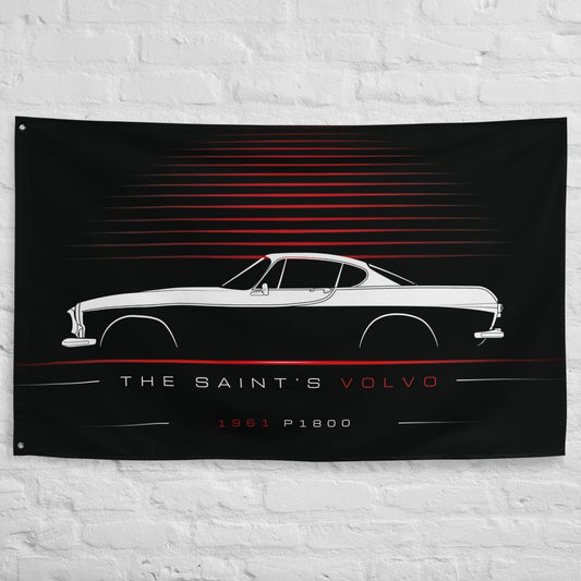Volvo P1800 1961 car silhouette flag - White Brick Wall