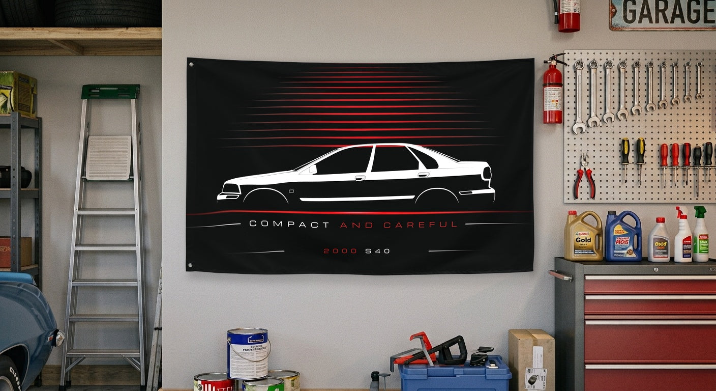 Volvo S40 2000 car silhouette flag - Garage Wall