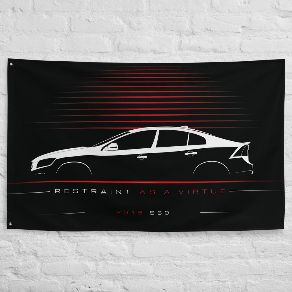 Volvo S60 2015 car silhouette flag - White Brick Wall