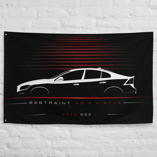 Volvo S60 2015 car silhouette flag - White Brick Wall