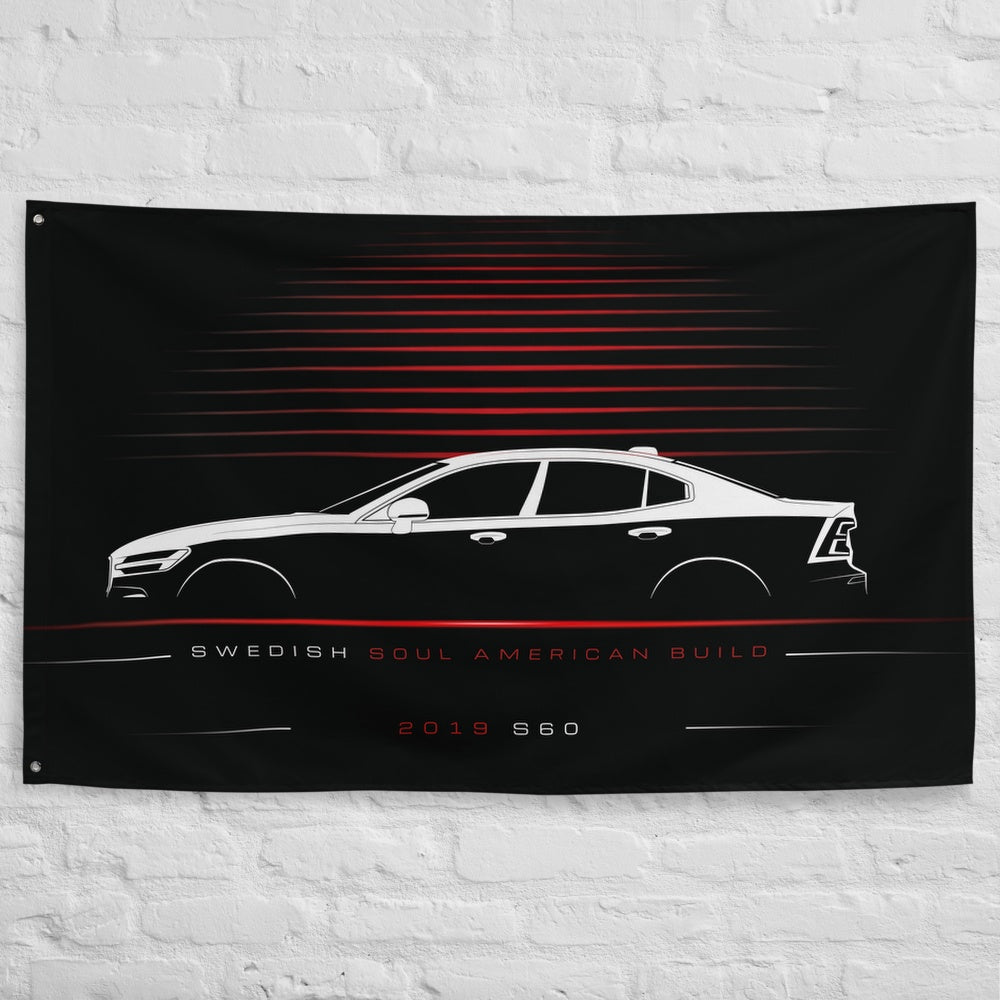 Volvo S60 2019 car silhouette flag - White Brick Wall