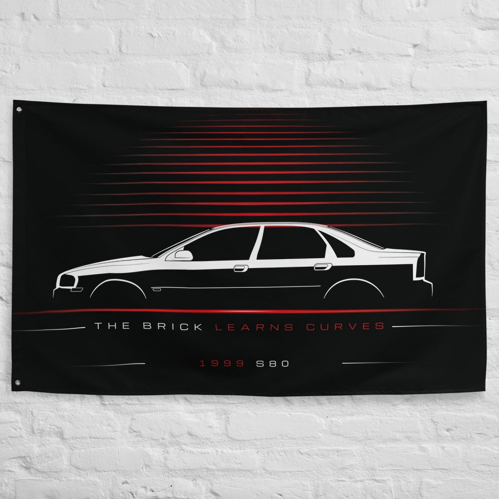 Volvo S80 1999 car silhouette flag - White Brick Wall