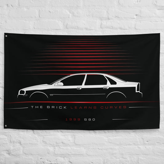 Volvo S80 1999 car silhouette flag - White Brick Wall