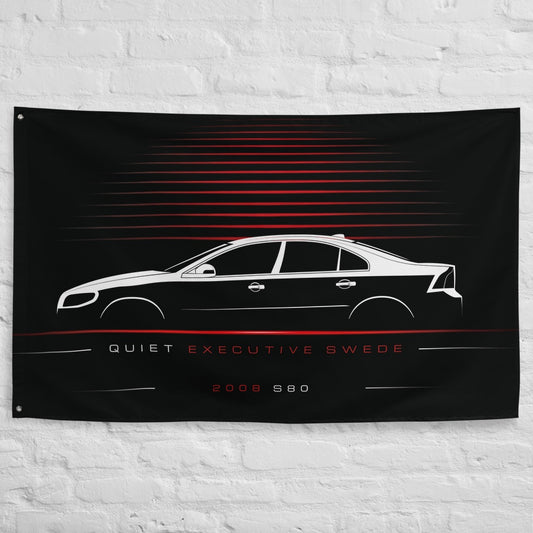 Volvo S80 2008 car silhouette flag - White Brick Wall