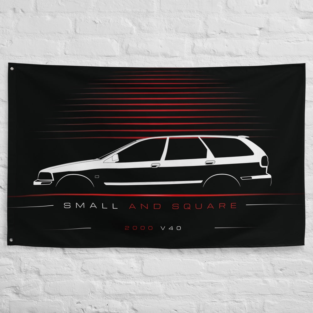 Volvo V40 2000 car silhouette flag - White Brick Wall