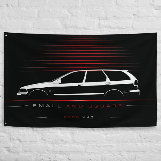 Volvo V40 2000 car silhouette flag - White Brick Wall