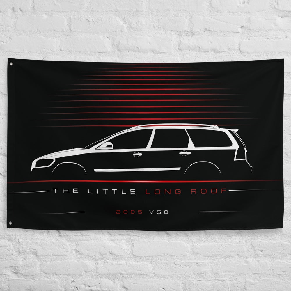 Volvo V50 2005 car silhouette flag - White Brick Wall