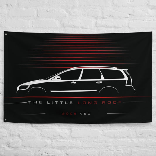 Volvo V50 2005 car silhouette flag - White Brick Wall