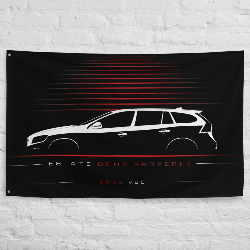 Volvo V60 2015 car silhouette flag - White Brick Wall