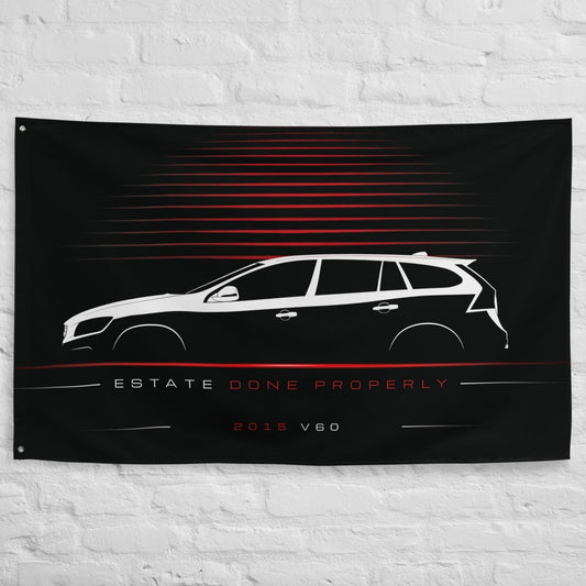 Volvo V60 2015 car silhouette flag - White Brick Wall