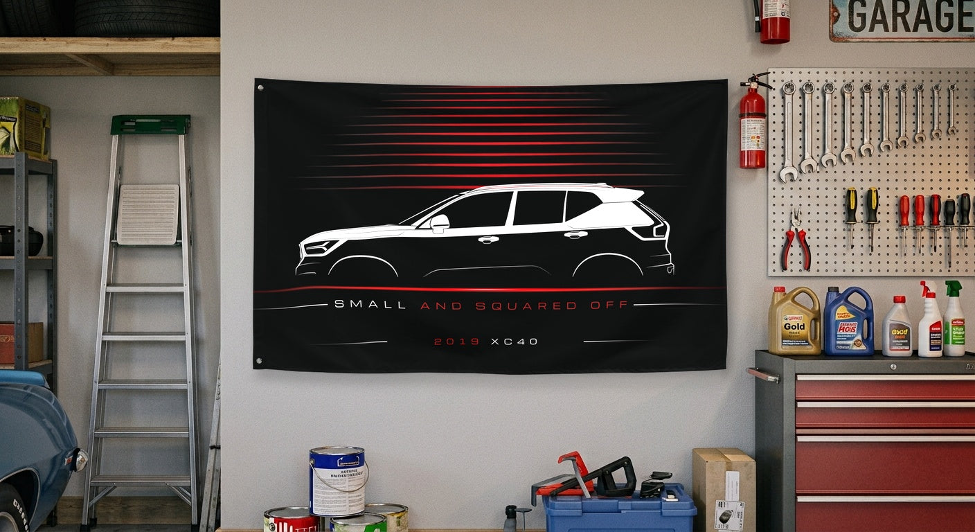 Volvo XC40 2019 car silhouette flag - Garage Wall
