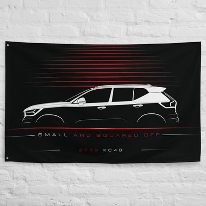 Volvo XC40 2019 car silhouette flag - White Brick Wall