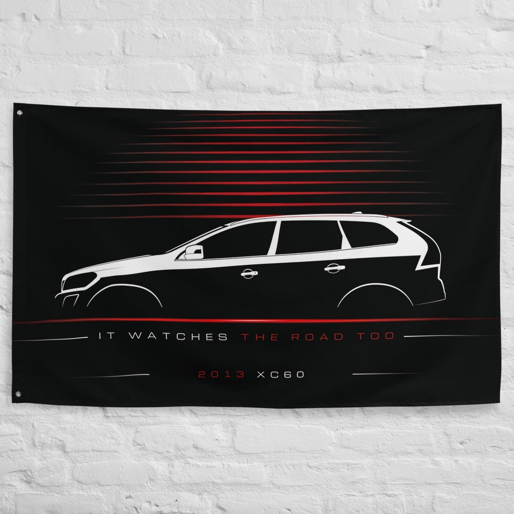 Volvo XC60 2013 car silhouette flag - White Brick Wall