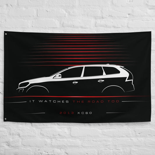 Volvo XC60 2013 car silhouette flag - White Brick Wall