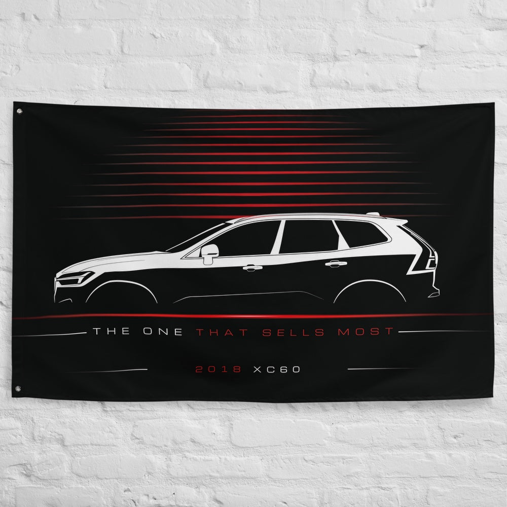 Volvo XC60 2018 car silhouette flag - White Brick Wall