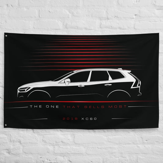 Volvo XC60 2018 car silhouette flag - White Brick Wall