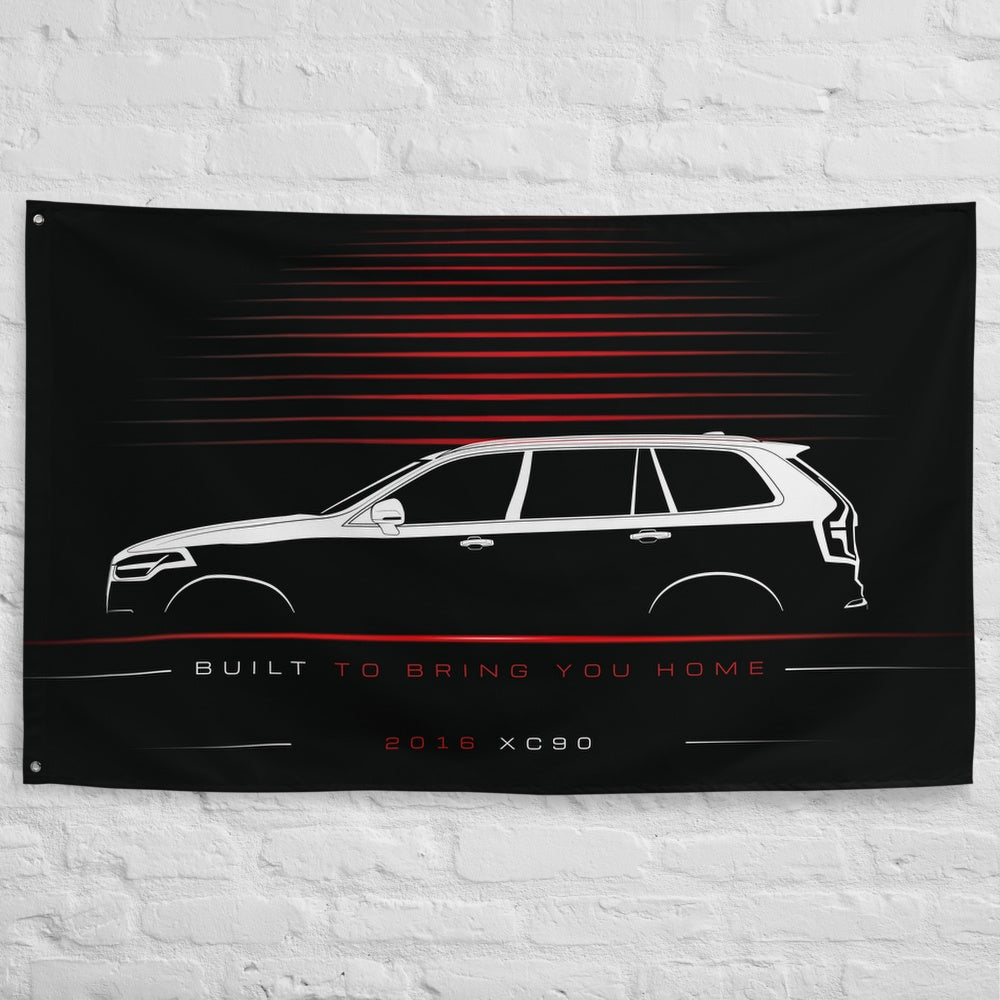 Volvo XC90 2016 car silhouette flag - White Brick Wall