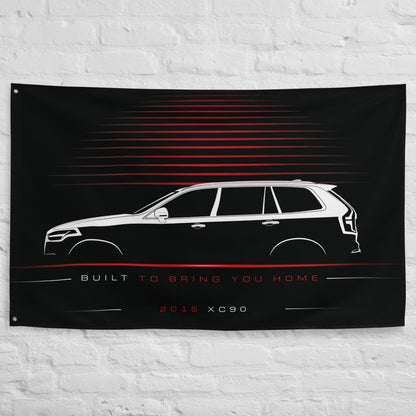 Volvo XC90 2016 car silhouette flag - White Brick Wall