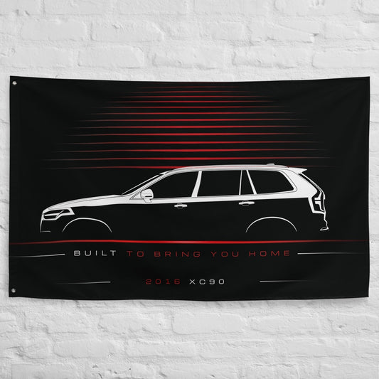 Volvo XC90 2016 car silhouette flag - White Brick Wall