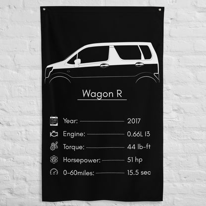 Suzuki Wagon R 2017 car silhouette spec flag - White Brick Wall