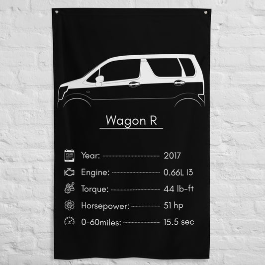 Suzuki Wagon R 2017 car silhouette spec flag - White Brick Wall