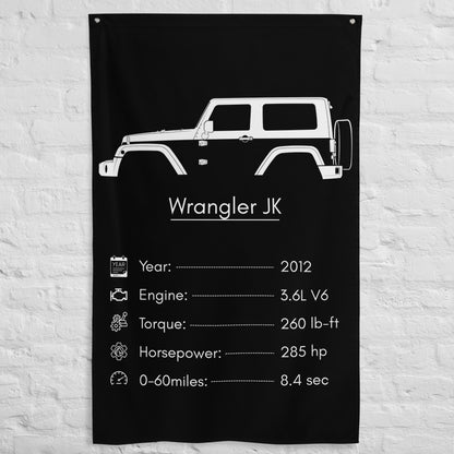 Jeep Wrangler JK 2012 car silhouette spec flag - White Brick Wall