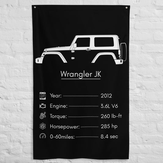 Jeep Wrangler JK 2012 car silhouette spec flag - White Brick Wall