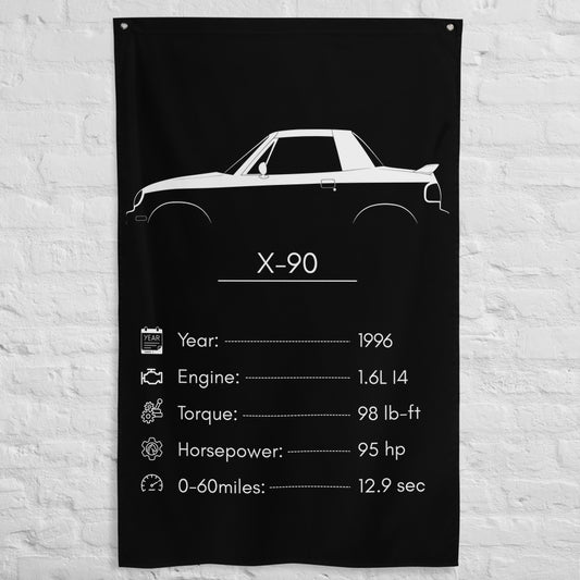 Suzuki X-90 1996 car silhouette spec flag - White Brick Wall