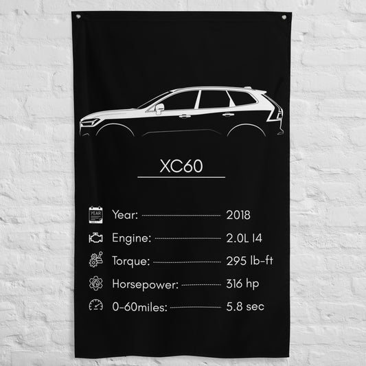 Volvo XC60 2018 car silhouette spec flag - White Brick Wall