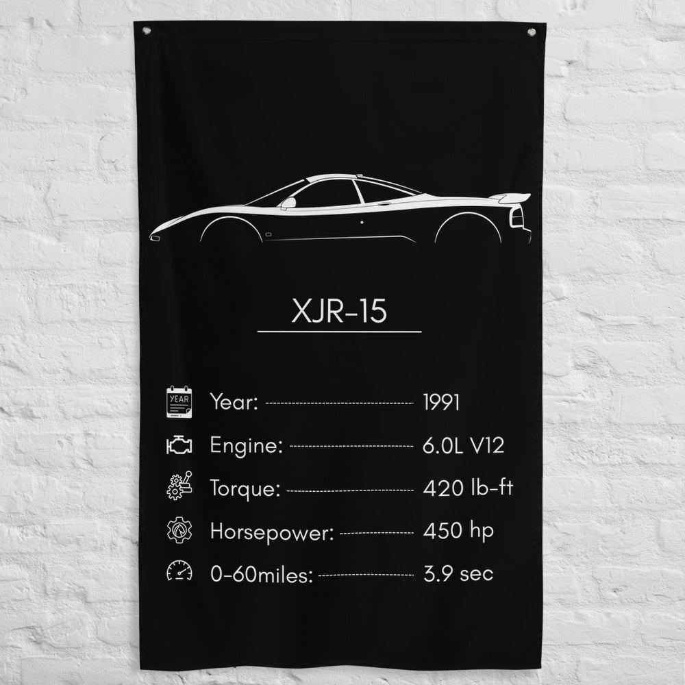 Jaguar XJR-15 1991 car silhouette spec flag - White Brick Wall