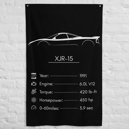 Jaguar XJR-15 1991 car silhouette spec flag - White Brick Wall