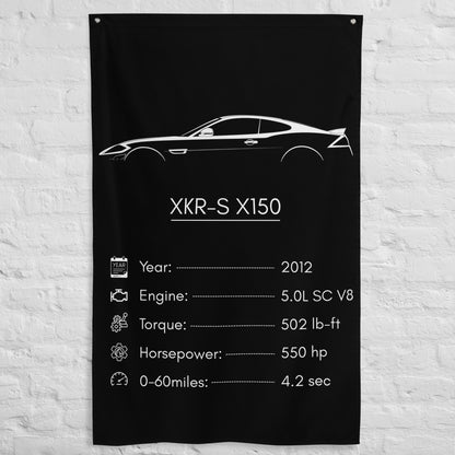 Jaguar XKR-S X150 2012 car silhouette spec flag - White Brick Wall