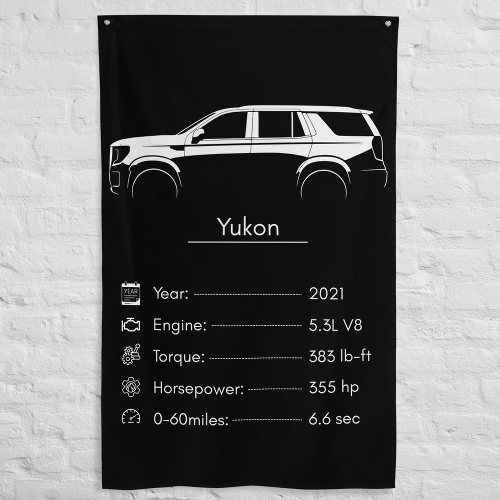GMC Yukon 2021 car silhouette spec flag - White Brick Wall