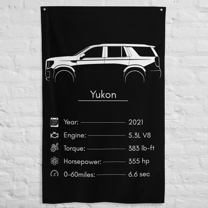 GMC Yukon 2021 car silhouette spec flag - White Brick Wall