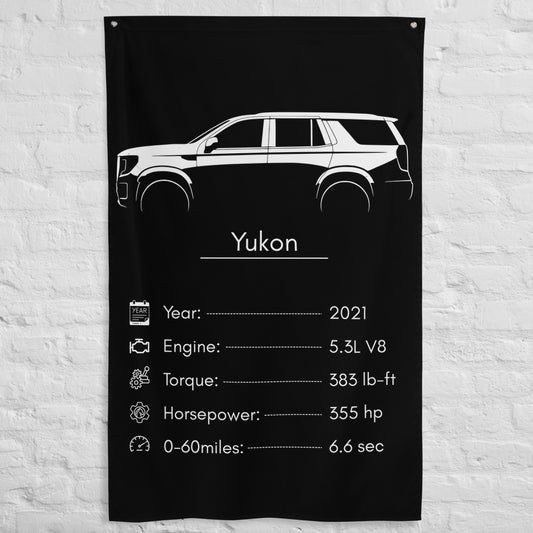 GMC Yukon 2021 car silhouette spec flag - White Brick Wall