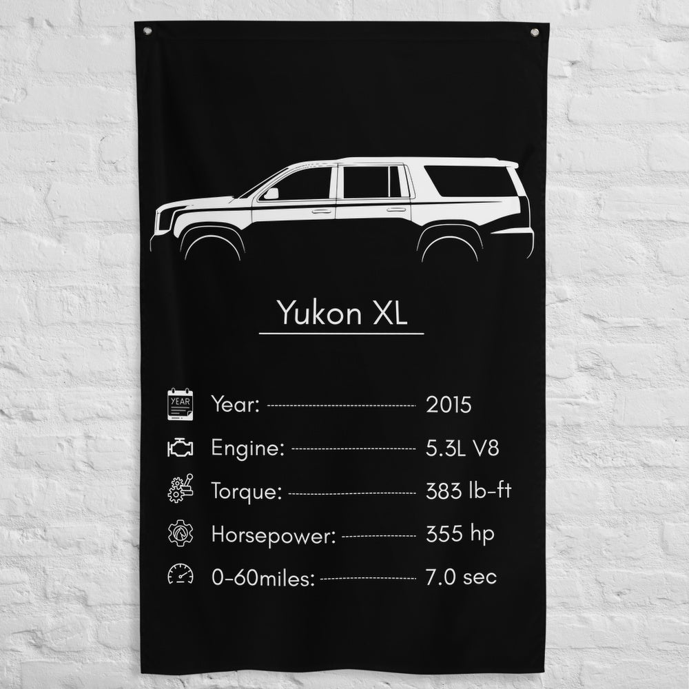 GMC Yukon XL 2015 car silhouette spec flag - White Brick Wall