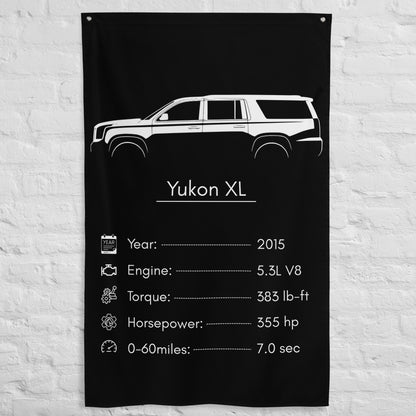 GMC Yukon XL 2015 car silhouette spec flag - White Brick Wall