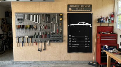 Nissan Z 2022 car silhouette spec flag - Garage Plywood Wall