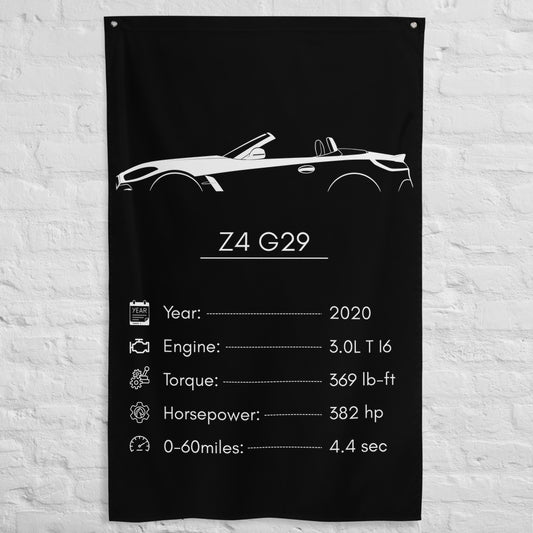 BMW Z4 G29 2020 car silhouette spec flag - White Brick Wall