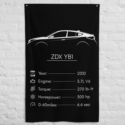 Acura ZDX YB1 2010 car silhouette spec flag - White Brick Wall