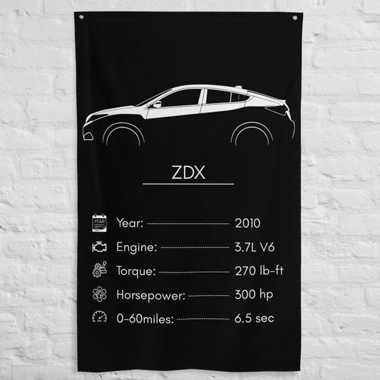 Acura ZDX 2010 car silhouette spec flag - White Brick Wall