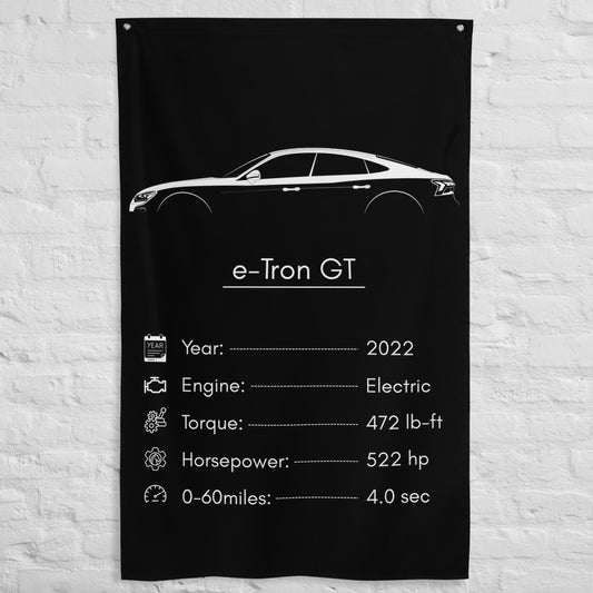 Audi e-Tron GT 2022 car silhouette spec flag - White Brick Wall