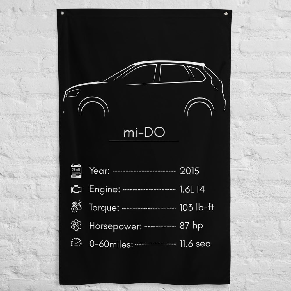 Datsun mi-DO 2015 car silhouette spec flag - White Brick Wall